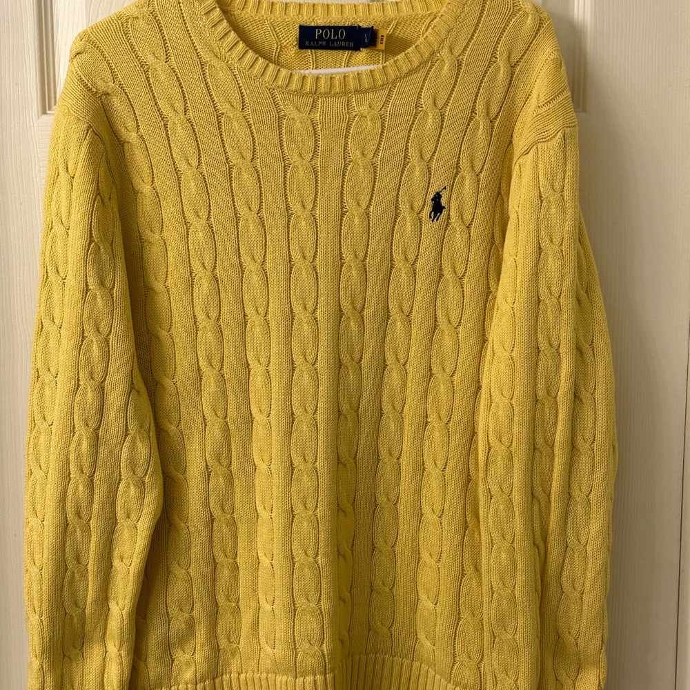 Polo by Ralph Lauren Mustard Cable Knit Crewneck Sweater